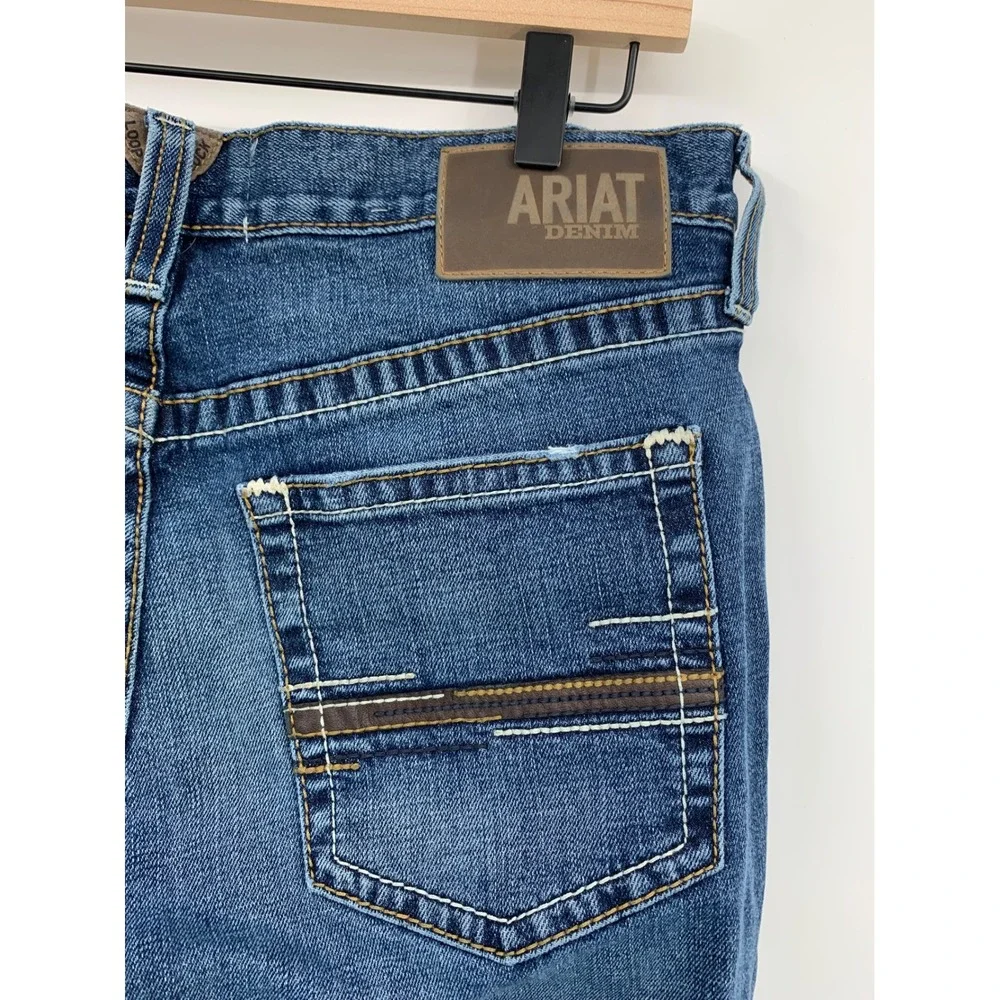 Ariat M4 Jeans Mens 33x36 Blue Relaxed Straight Leg Western Workwear Denim